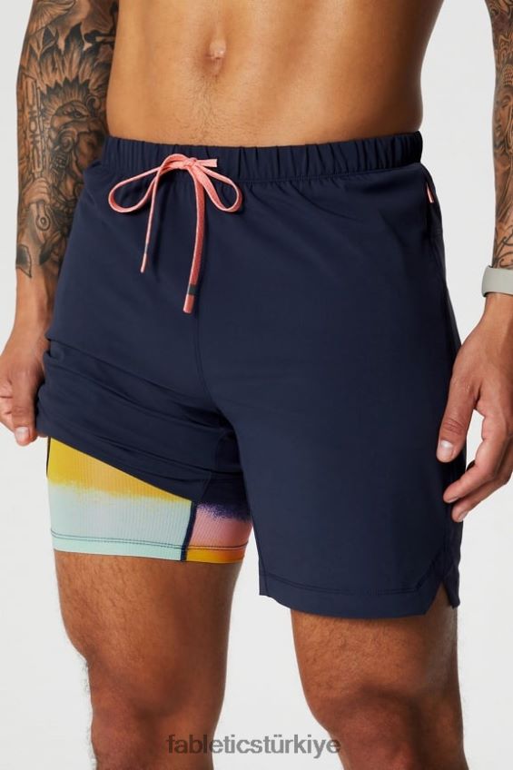 tr Fabletics erkekler kısa (astarlı) 140 derin lacivert/çoklu sprey 40R06B3175