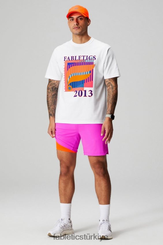 tr Fabletics erkekler kısa (çizgili) 141 pembe kaçış 40R06B3180