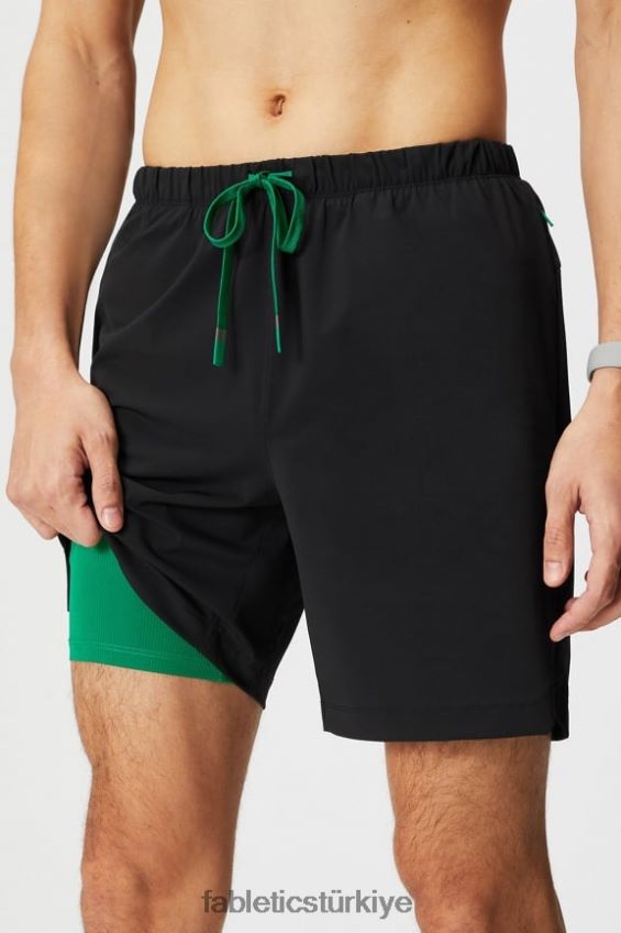 tr Fabletics erkekler kısa (çizgili) 141 siyah/çim yeşili 40R06B3181