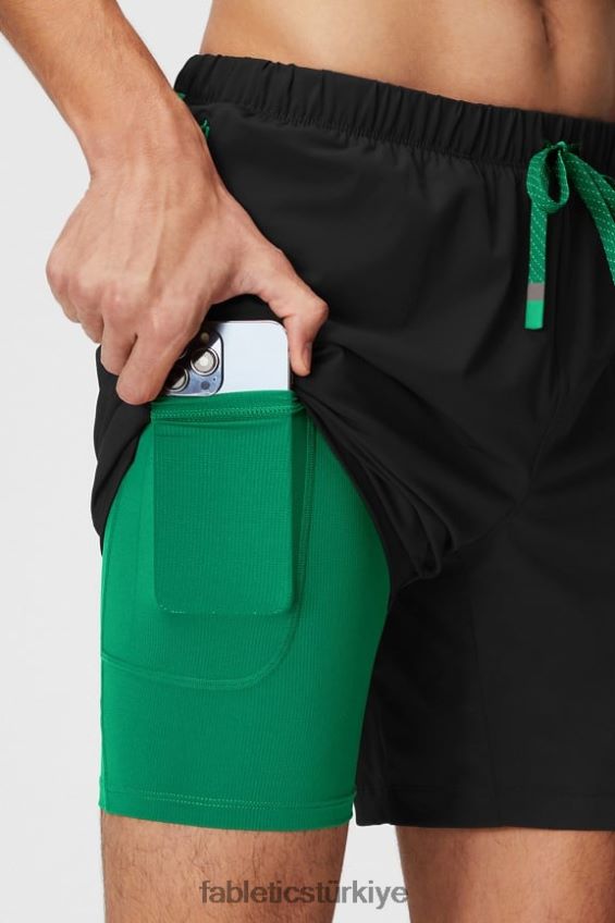 tr Fabletics erkekler kısa (çizgili) 141 siyah/çim yeşili 40R06B3181