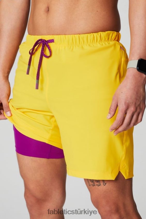 tr Fabletics erkekler kısa olan (çizgili) 139 günbatımı sarısı 40R06B3171