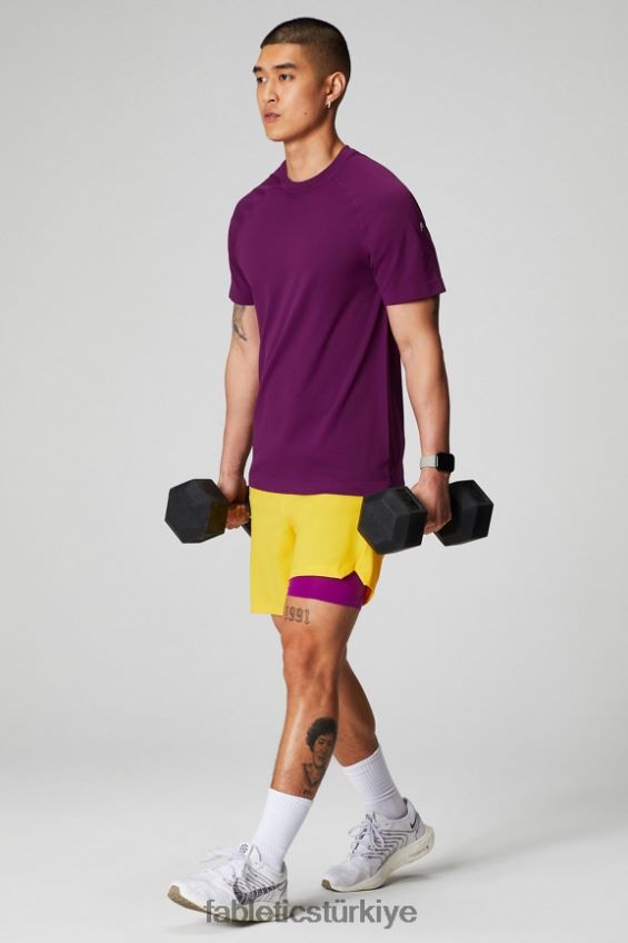 tr Fabletics erkekler kısa olan (çizgili) 139 günbatımı sarısı 40R06B3171