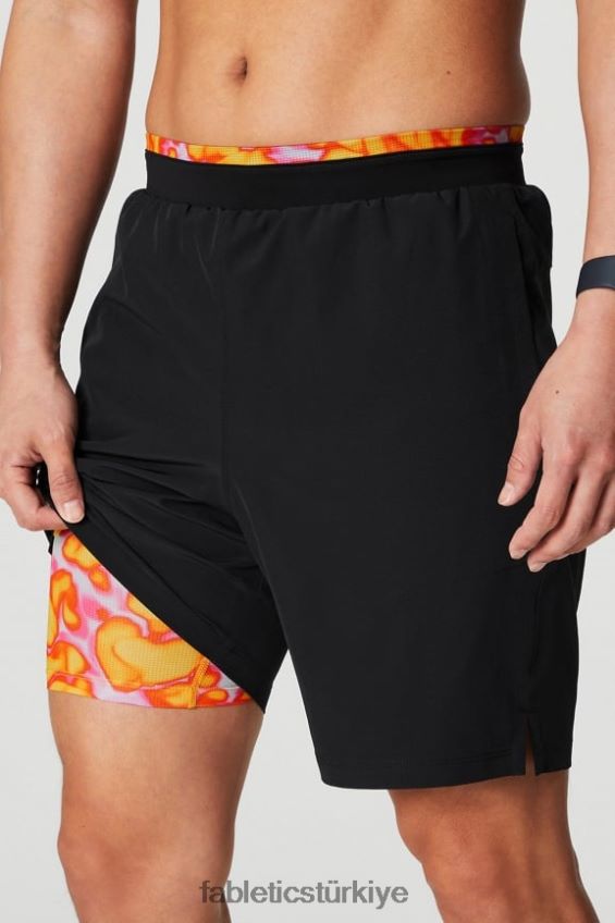 tr Fabletics erkekler temel kısa ii (çizgili) 132 siyah/pembe kaçış yaz çılgınlığı 40R06B3122