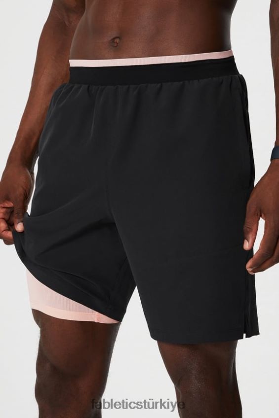 tr Fabletics erkekler temel kısa ii (çizgili) 134 siyah/pembe tereyağlı krema 40R06B3133