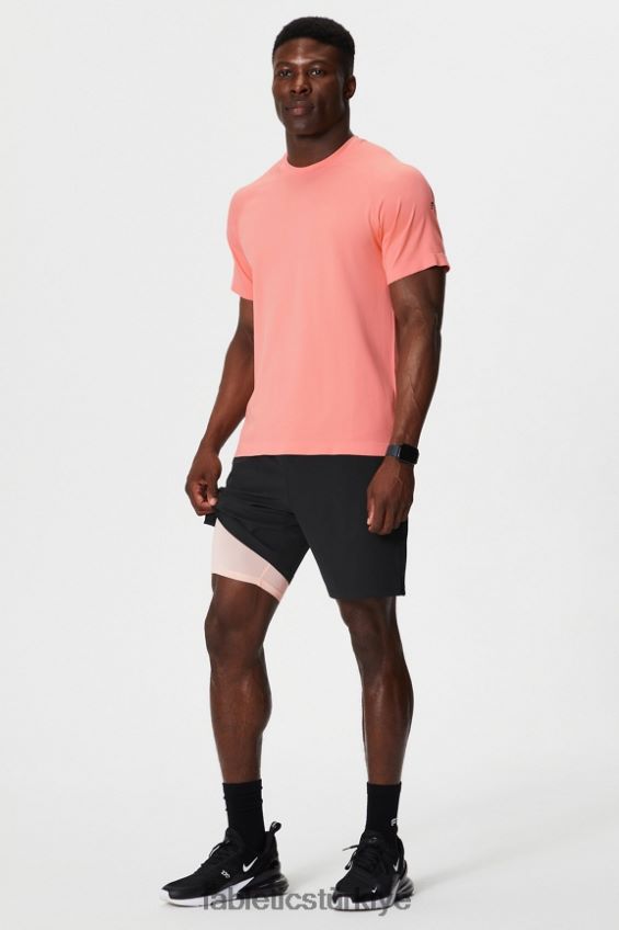tr Fabletics erkekler temel kısa ii (çizgili) 134 siyah/pembe tereyağlı krema 40R06B3133