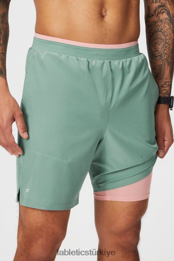 tr Fabletics erkekler temel kısa ii (çizgili) 137 gri kekik delikli 40R06B3147