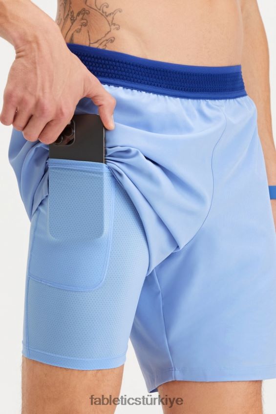 tr Fabletics erkekler temel kısa (çizgili) buhar mavisi 40R06B3322