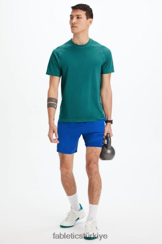 tr Fabletics erkekler temel kısa (çizgili) yarış mavisi 40R06B3323