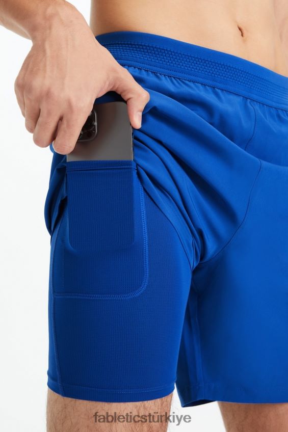 tr Fabletics erkekler temel kısa (çizgili) yarış mavisi 40R06B3323