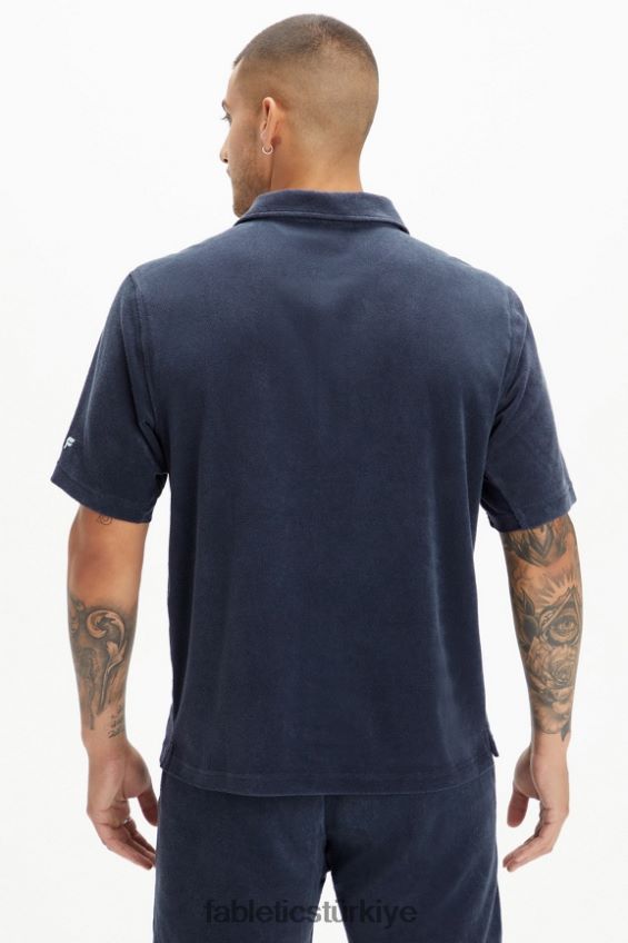 tr Fabletics erkekler ada havlu düğmesi yukarı klasik donanma 40R06B3557