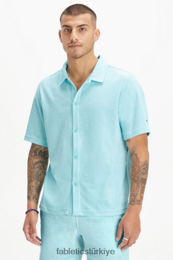 tr Fabletics erkekler ada havlu düğmesi yukarı İskandinav mavisi 40R06B3558