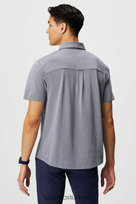tr Fabletics erkekler çizgi kısa kollu düğme yukarı derin donanma funda 40R06B3540