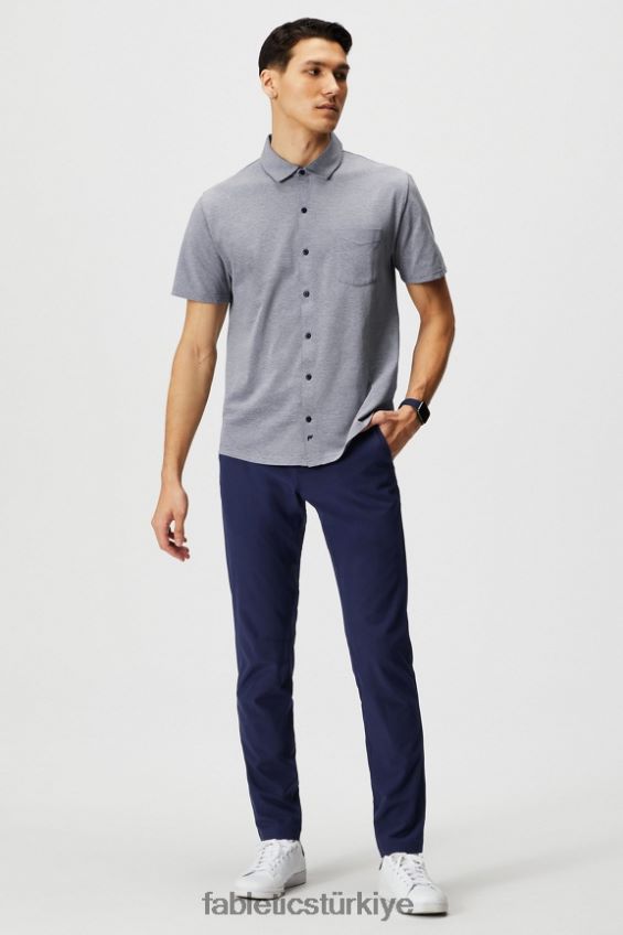 tr Fabletics erkekler çizgi kısa kollu düğme yukarı derin donanma funda 40R06B3540