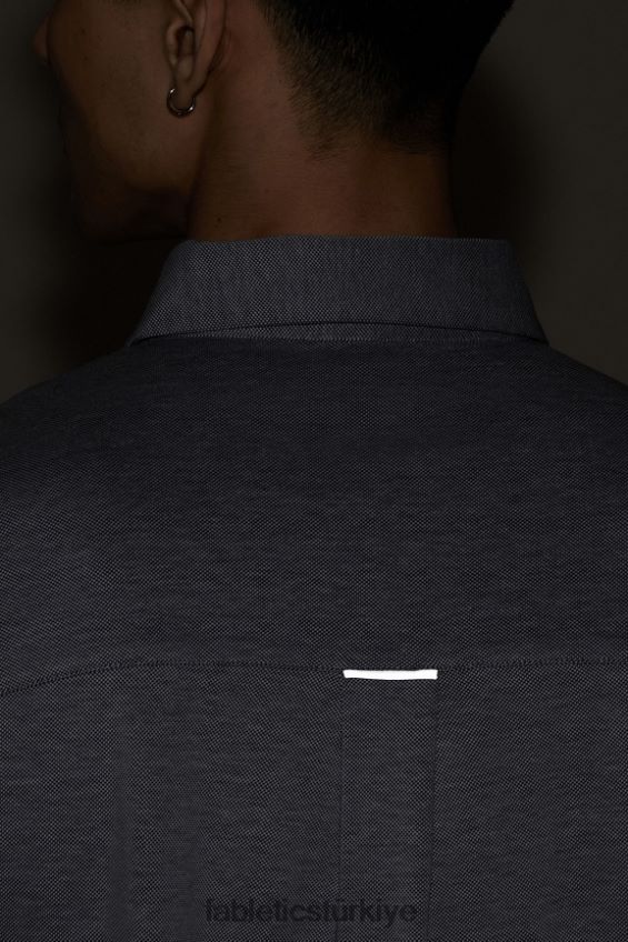 tr Fabletics erkekler çizgi kısa kollu düğme yukarı derin donanma funda 40R06B3540