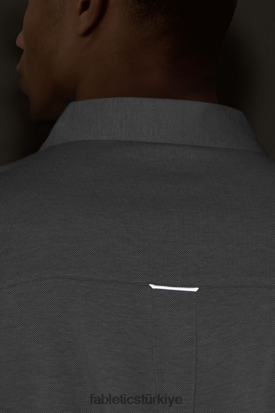 tr Fabletics erkekler çizgi kısa kollu düğme yukarı klasik gri melanj 40R06B3539