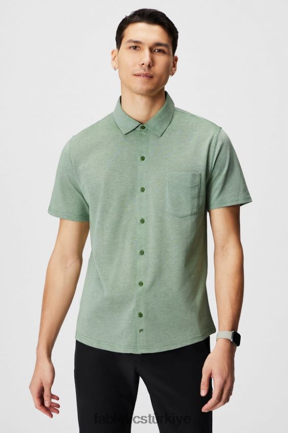 tr Fabletics erkekler çizgi kısa kollu düğme yukarı neo zeytin funda 40R06B3538