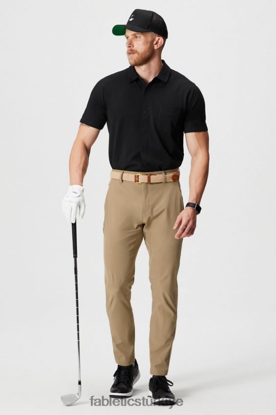 tr Fabletics erkekler çizgi kısa kollu düğme yukarı siyah 40R06B3535