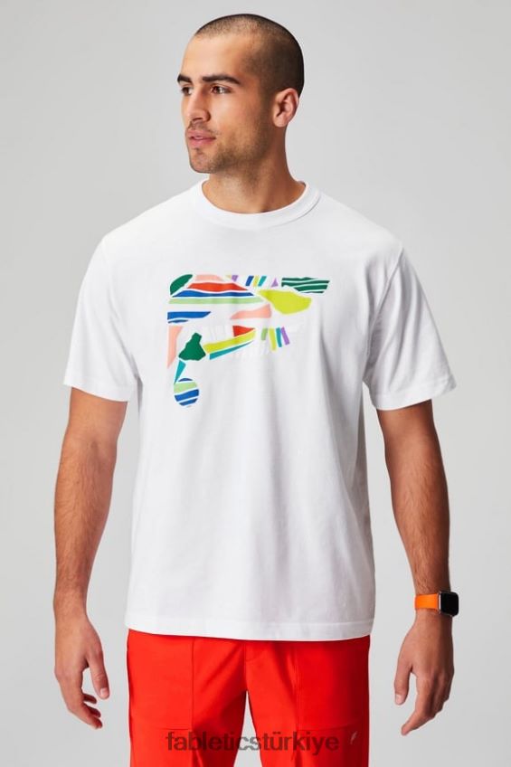 tr Fabletics erkekler r&r tişörtü klasik beyaz kolaj 40R06B3523