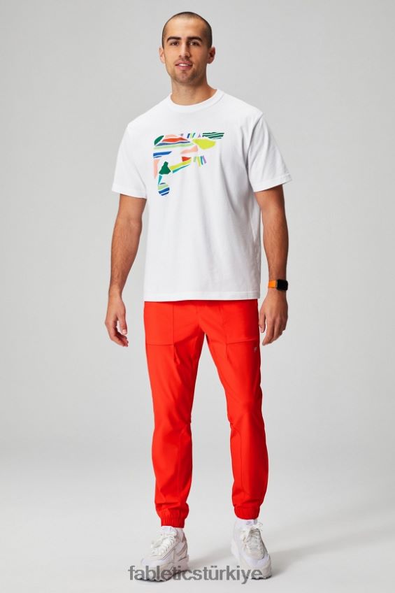 tr Fabletics erkekler r&r tişörtü klasik beyaz kolaj 40R06B3523