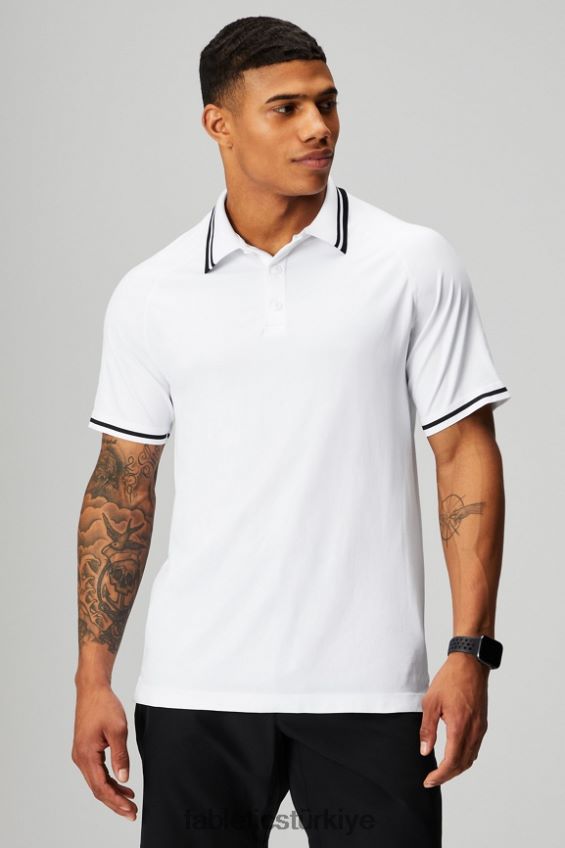 tr Fabletics erkekler eğitim günü uçlu polo beyaz/siyah uç 40R06B3444