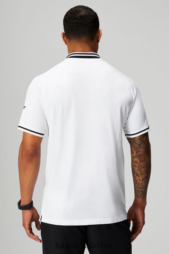 tr Fabletics erkekler eğitim günü uçlu polo beyaz/siyah uç 40R06B3444