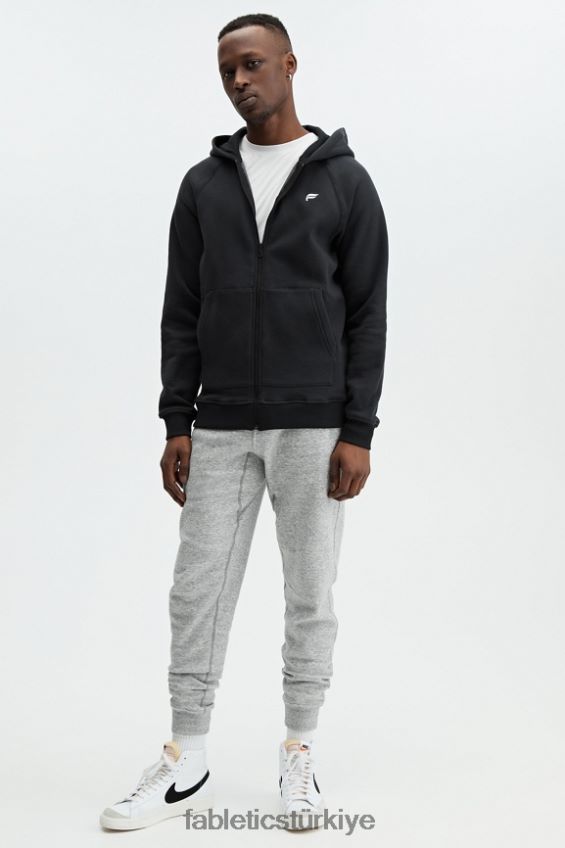 tr Fabletics erkekler maç sonrası tam fermuarlı kapüşonlu svetşört siyah 40R06B3719