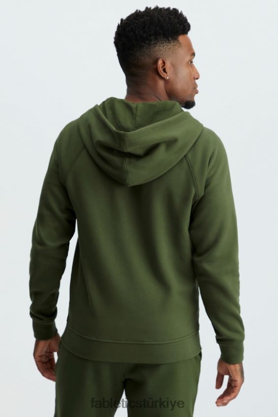 tr Fabletics erkekler maç sonrası tam fermuarlı kapüşonlu svetşört zeytin yeşili 40R06B3721