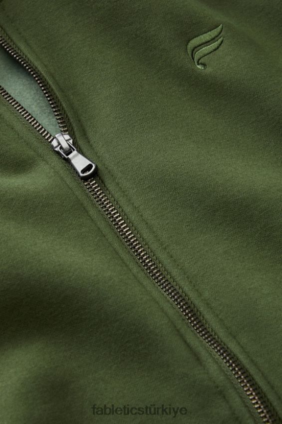 tr Fabletics erkekler maç sonrası tam fermuarlı kapüşonlu svetşört zeytin yeşili 40R06B3721