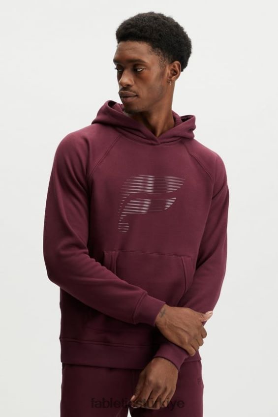 tr Fabletics erkekler oyun sonrası kapşonlu merlot parlak hızlı logo 40R06B3725