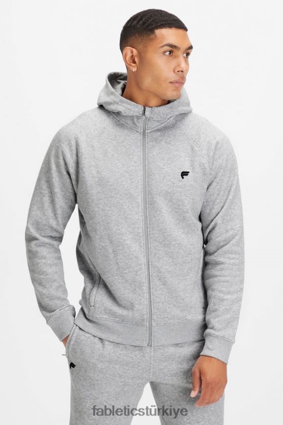 tr Fabletics erkekler tam boy fermuarlı kapüşonlu klasik gri melanj 40R06B3706