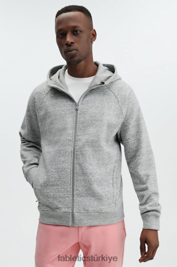 tr Fabletics erkekler tam boy fermuarlı kapüşonlu orta gri htr 40R06B3709