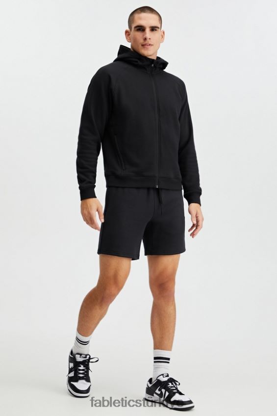 tr Fabletics erkekler tam boy fermuarlı kapüşonlu siyah 40R06B3707