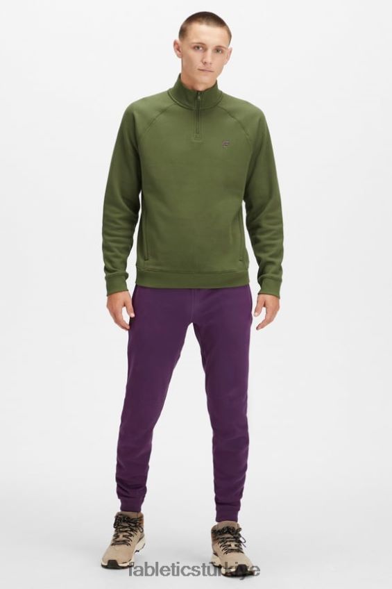 tr Fabletics erkekler go-to 1/4 zip 188 koyu yosun 40R06B3610