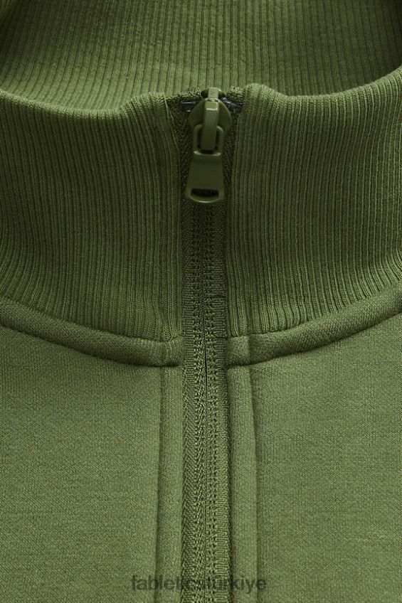 tr Fabletics erkekler go-to 1/4 zip 188 koyu yosun 40R06B3610