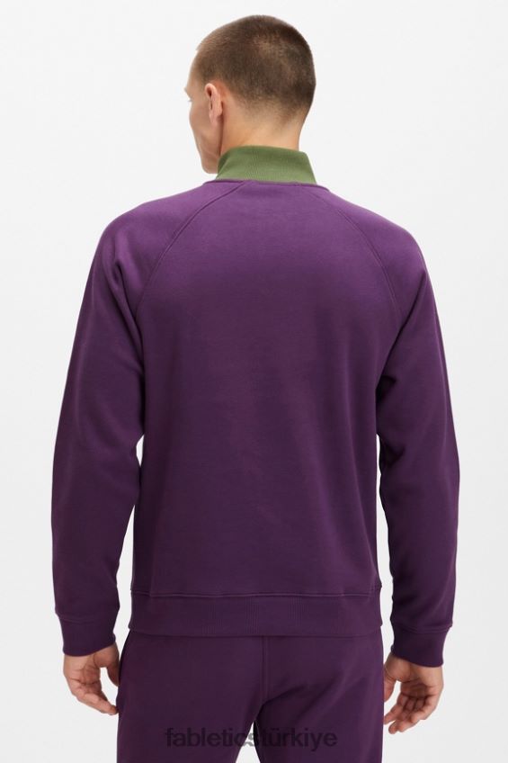 tr Fabletics erkekler go-to 1/4 zip 188 sıcak şarap/koyu yosun multi 40R06B3612