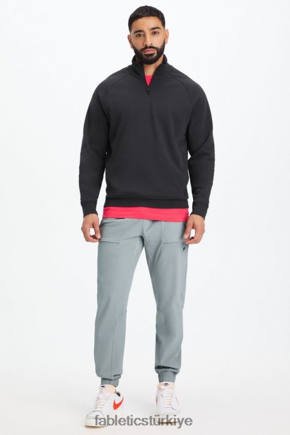 tr Fabletics erkekler hafif go-to 1/4 fermuar siyah 40R06B3577