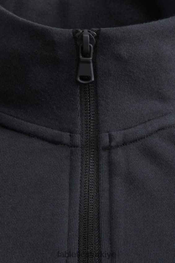 tr Fabletics erkekler hafif go-to 1/4 fermuar siyah 40R06B3577