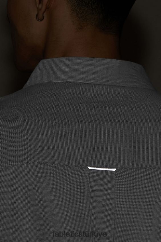 tr Fabletics erkekler çizgi uzun kollu düğme yukarı klasik gri melanj 40R06B3584