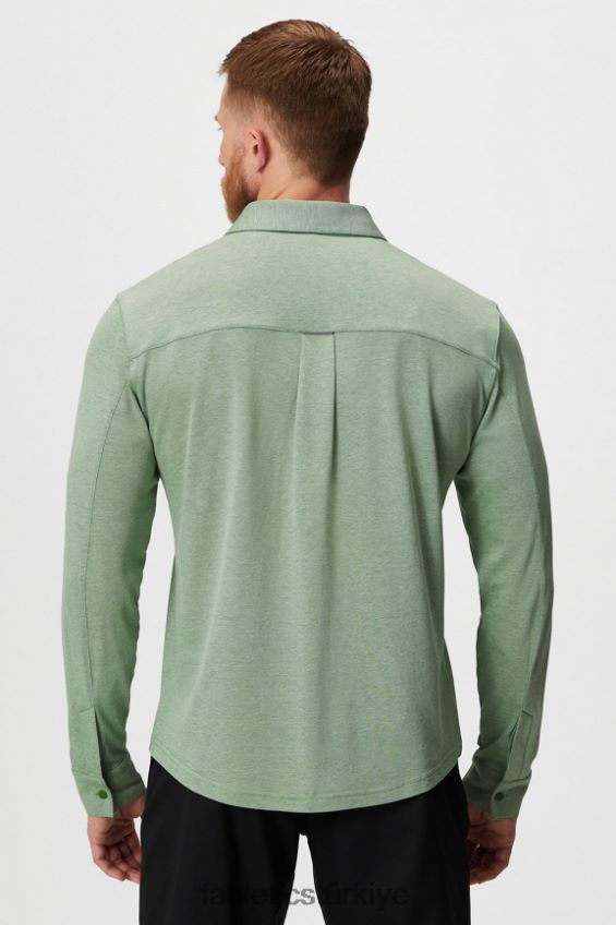 tr Fabletics erkekler çizgi uzun kollu düğme yukarı neo zeytin funda 40R06B3583