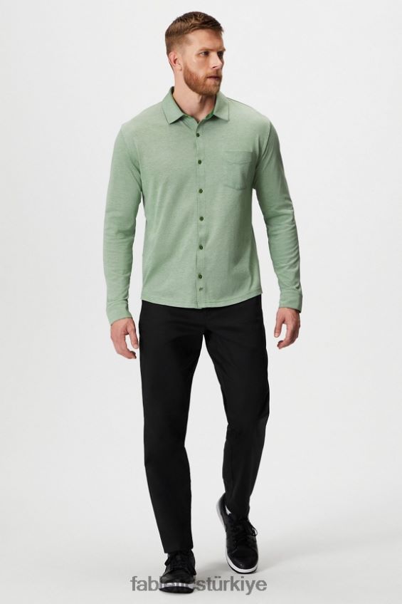 tr Fabletics erkekler çizgi uzun kollu düğme yukarı neo zeytin funda 40R06B3583