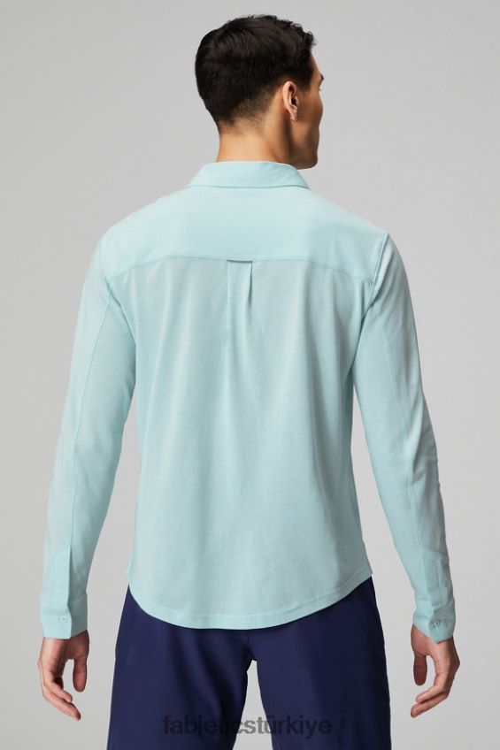 tr Fabletics erkekler çizgi uzun kollu düğme yukarı İskandinav mavisi funda 40R06B3582