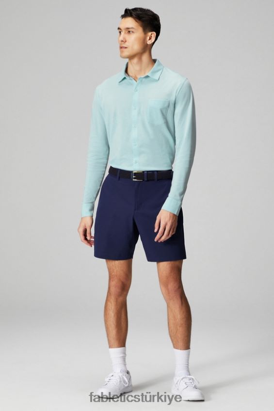 tr Fabletics erkekler çizgi uzun kollu düğme yukarı İskandinav mavisi funda 40R06B3582