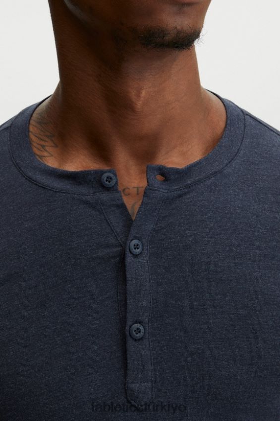 tr Fabletics erkekler restore edilmiş henley klasik donanma 40R06B3628