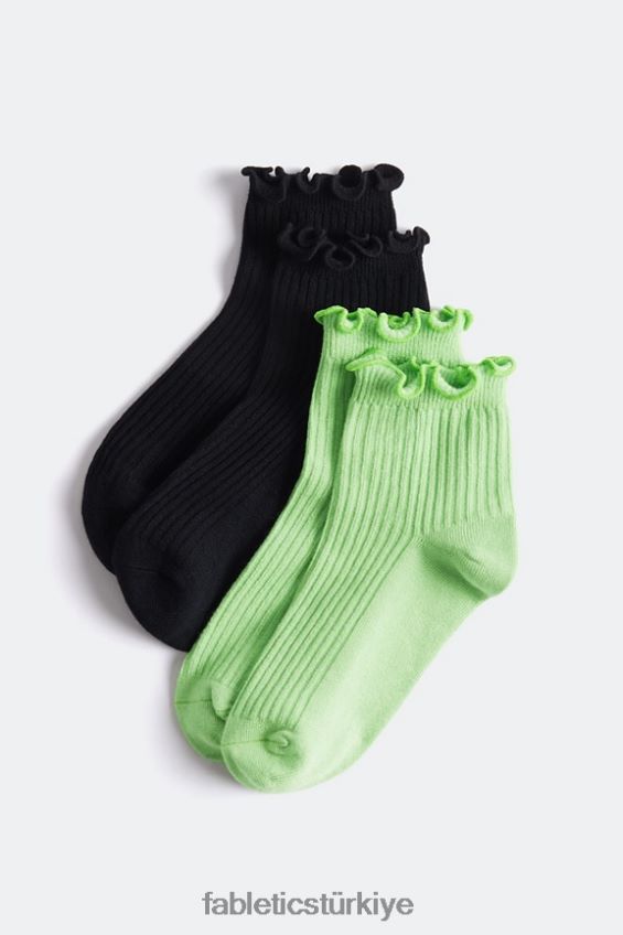 tr Fabletics kadınlar 2'li paket bulut dikişsiz marul kenarlı 4'' çorap wasabi/siyah 40R06B2985