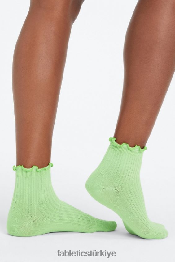 tr Fabletics kadınlar 2\'li paket bulut dikişsiz marul kenarlı 4\'\' çorap wasabi/siyah 40R06B2985