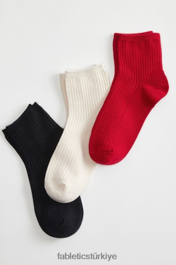 tr Fabletics kadınlar 3'lü bulut dikişsiz çorap 4" ak balıkçıl/kiraz/siyah 40R06B3000
