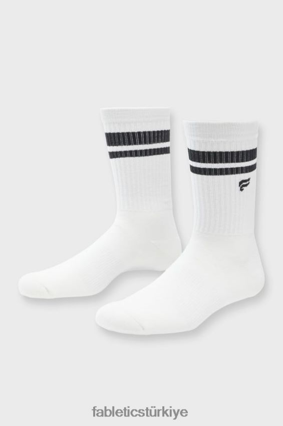 tr Fabletics kadınlar günlük mürettebat çorabı Beyaz şerit 40R06B2968