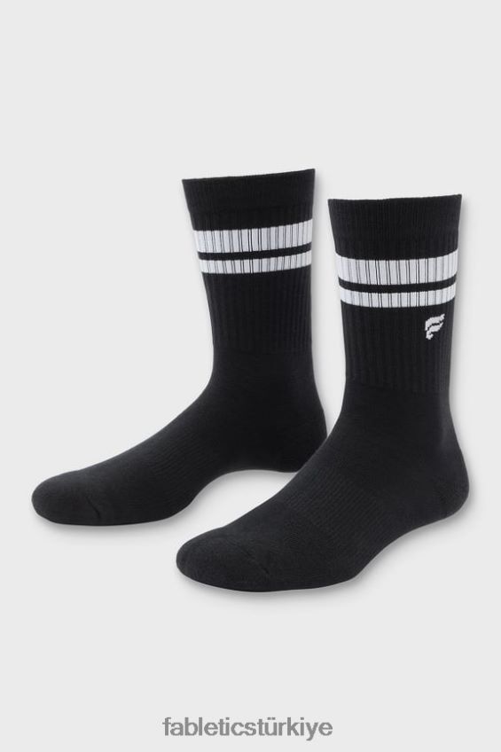 tr Fabletics kadınlar günlük mürettebat çorabı siyah şerit 40R06B2969