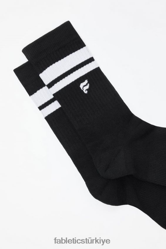 tr Fabletics kadınlar günlük mürettebat çorabı siyah şerit 40R06B2969