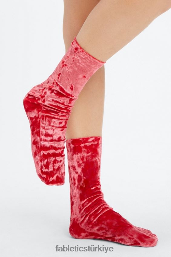 tr Fabletics kadınlar streç kadife çorap 6\" çilek kırmızısı 40R06B2987
